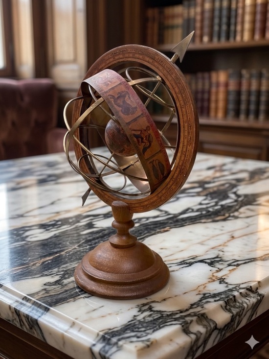 Olde World Globe Other - Vintage Decorative Armillary Sphere in Warm Brown and Brass